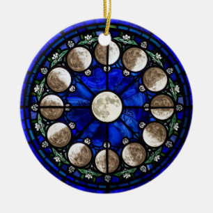 Ornamento De Cerâmica Fases da Lua Círculo de Vidro Colorido