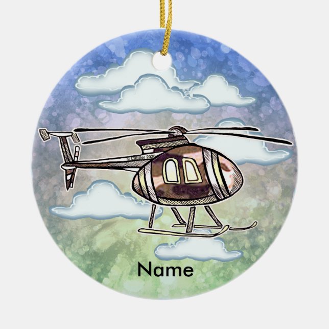 Ornamento De Cerâmica Fast Helicopter  (Frente)