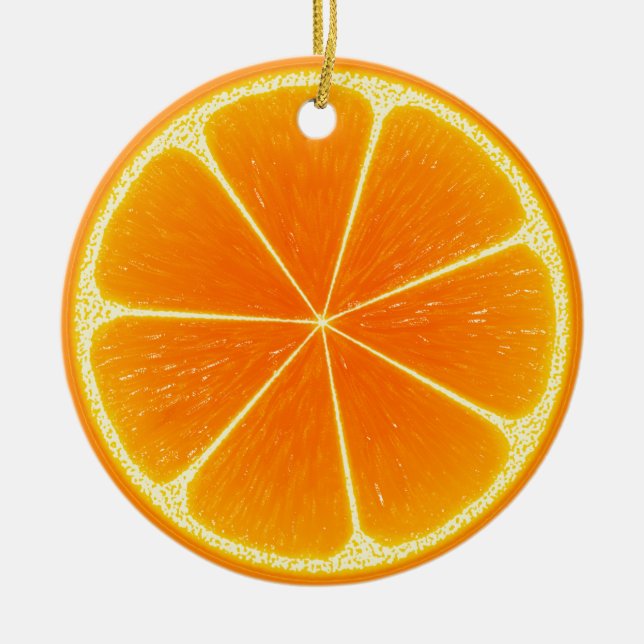 Ornamento De Cerâmica Fatia de Fruta Citrus Orange (Frente)