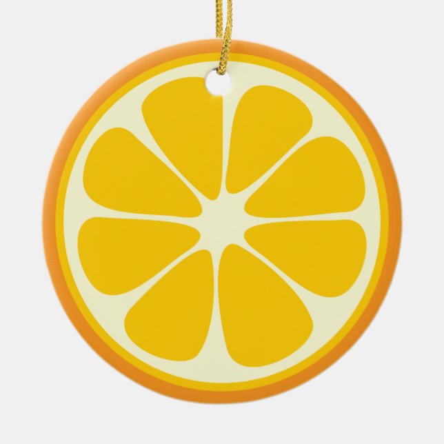 Ornamento De Cerâmica Fatia de Fruta Tropical de Citrinos de Laranja Sua (Frente)