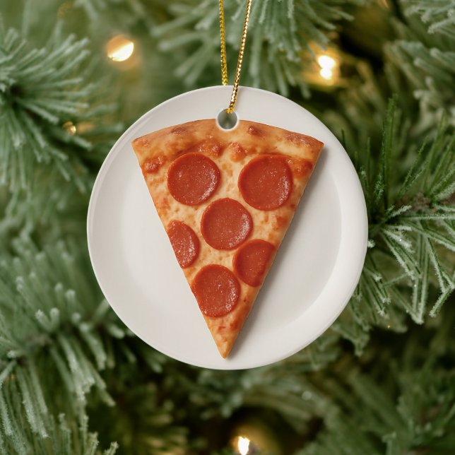 Ornamento De Cerâmica Fatia de Pizza Engraçada – Presente de Natal Perso (Árvore)