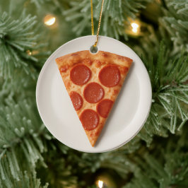 Ornamento De Cerâmica Fatia de Pizza Engraçada – Presente de Natal Perso