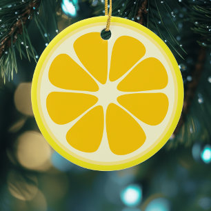 Ornamento De Cerâmica Fatia suculenta bonito da fruta tropical do limão