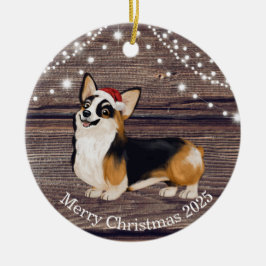 Ornamento De Cerâmica Fato de Natal Cento e Corgi Natal