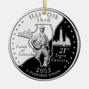 Ornamento De Cerâmica Faux Illinois State Quarter