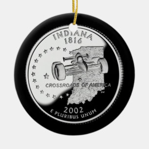 Ornamento De Cerâmica Faux Indiana State Quarter
