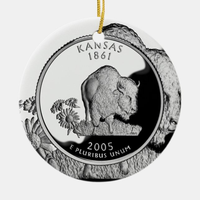 Ornamento De Cerâmica Faux Kansas State Quarter (Frente)