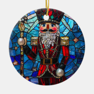 Ornamento De Cerâmica Faux StainGlass Nutcracker
