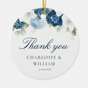 Ornamento De Cerâmica Favor de casamento floral azul poeirento Natal Fér