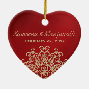Ornamento De Cerâmica Favor de festa de casamento indiano vermelho e