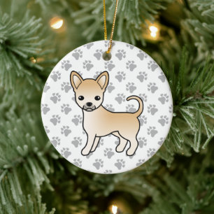 Ornamento De Cerâmica Fawn Casaco Chihuahua Cartoon Cão e patas