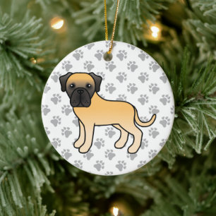 Ornamento De Cerâmica Fawn English Mastiff - Cão de Cartoon