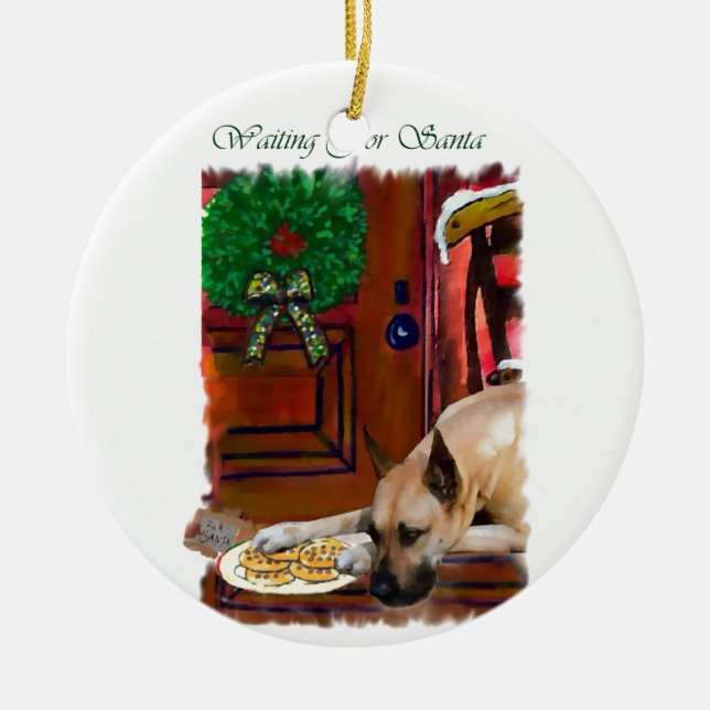 Ornamento De Cerâmica Fawn Great Dane Christmas (Frente)
