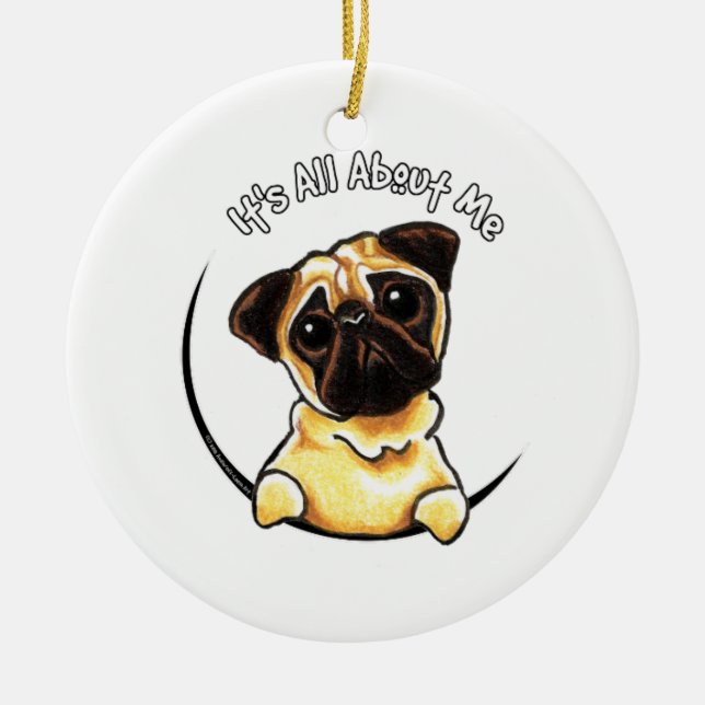 Ornamento De Cerâmica Fawn Pug IAAM (Frente)