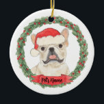 Ornamento De Cerâmica Fawn Tan Cream Frenchie French Buldog<br><div class="desc">Faça a lista legal este ano com um ornamento personalizado do seu doce vestido de bronzeado de creme francês frenchie buldog!</div>