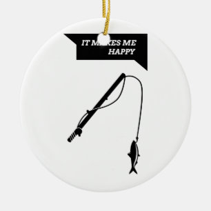 Ornamento De Cerâmica Faz-me Happy_Fisihng Rod