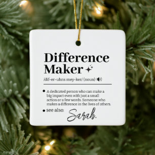 Ornamento De Cerâmica Fazedor de Diferença Personalizado, Presente de Ag