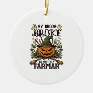 Ornamento De Cerâmica Fazenda do Varrender Quebrado Abóbora de Halloween