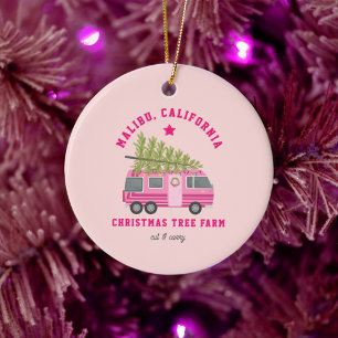 Ornamento De Cerâmica Fazenda Rosa Rosa de Árvore Natal da Califórnia Ma