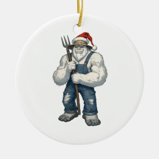 Ornamento De Cerâmica Fazendeiro do Yeti Abominável Snowman Natal Engraç