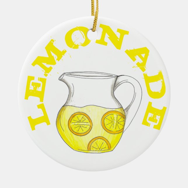 Ornamento De Cerâmica Fazer Limonada Amarelo Limão Ade Pitcher Citrus (Frente)