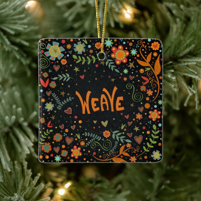 Ornamento De Cerâmica Febre Floral Divertida Encorajando Inspirividade (Árvore)