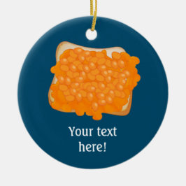Ornamento De Cerâmica Feijão assado com fatia de pão torrada - seu texto