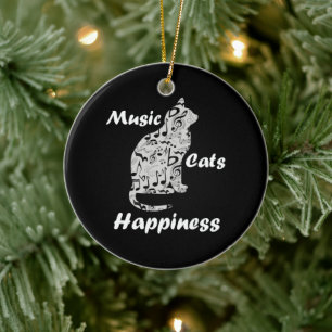 Ornamento De Cerâmica Felicidade dos Gatos de Música - Citação de Amante