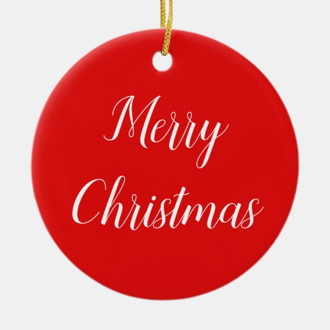 Ornamento De Cerâmica Felicidade e Feliz Natal (Frente)