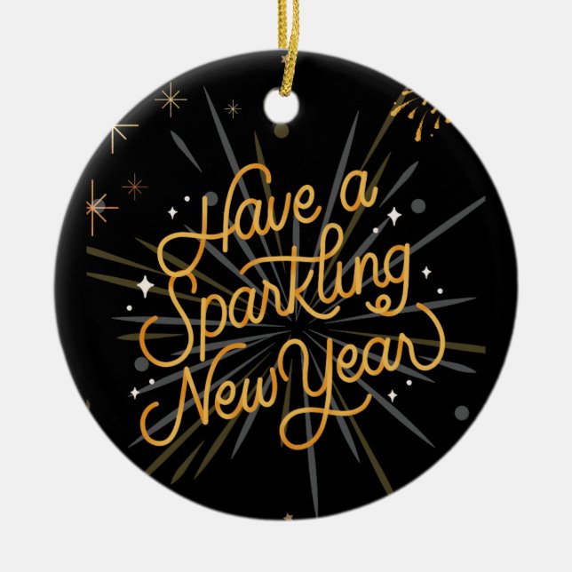 Ornamento De Cerâmica Felicitemos o Ano Novo! (Frente)