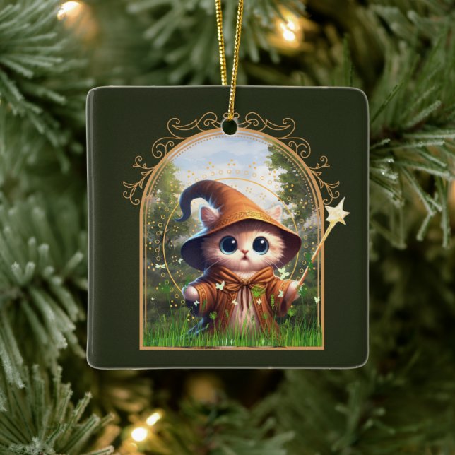 Ornamento De Cerâmica Feline Fantasy Adventure (Árvore)