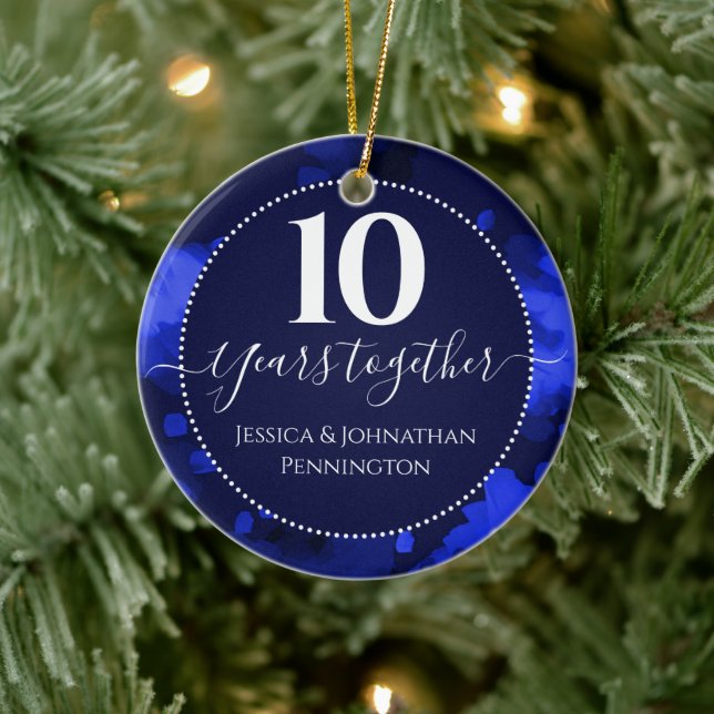 Ornamento De Cerâmica Feliz 10º aniversário de casamento Uma foto (Árvore)