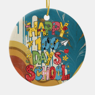 Ornamento De Cerâmica Feliz 100º Dia da Escola