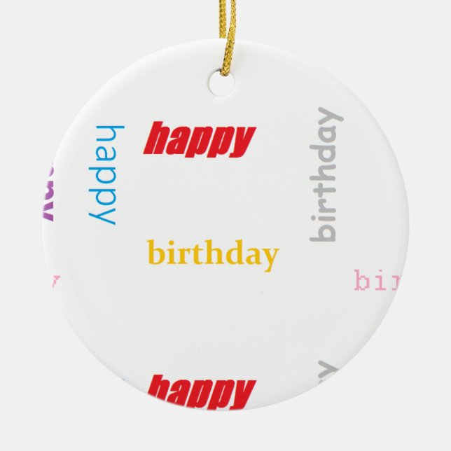 Ornamento De Cerâmica Feliz aniversário (Frente)