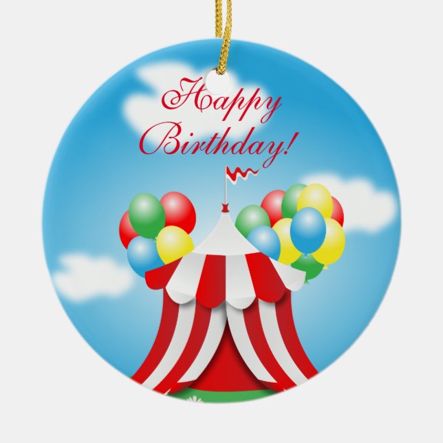 Ornamento De Cerâmica Feliz aniversário (Frente)