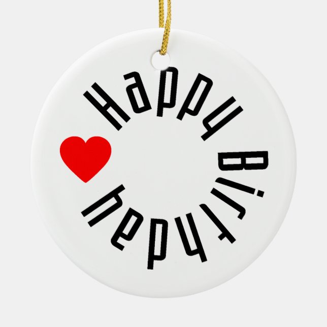 Ornamento De Cerâmica Feliz aniversário (Frente)