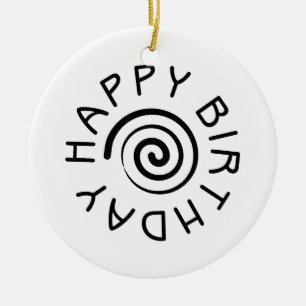Ornamento De Cerâmica Feliz aniversário 02