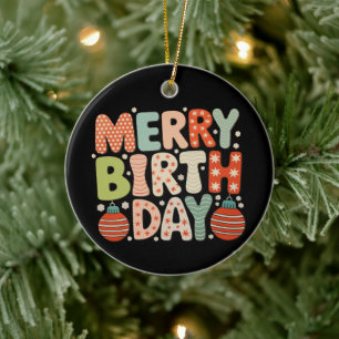 Ornamento De Cerâmica Feliz Aniversário Dia de Nascimento Fofo Xmas Corr