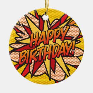 Ornamento De Cerâmica FELIZ ANIVERSÁRIO Diversão Fotográfica Revista em 