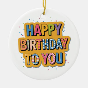 Ornamento De Cerâmica Feliz Aniversário Padronizado