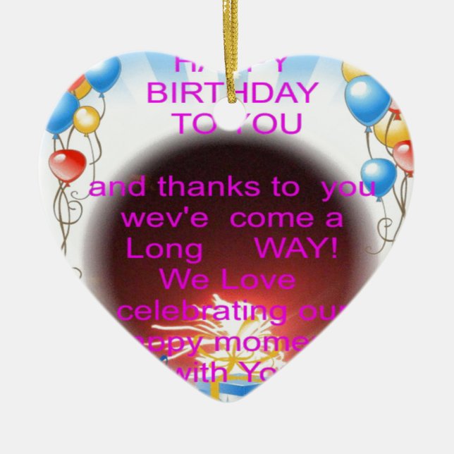 Ornamento De Cerâmica Feliz aniversário para você (Frente)