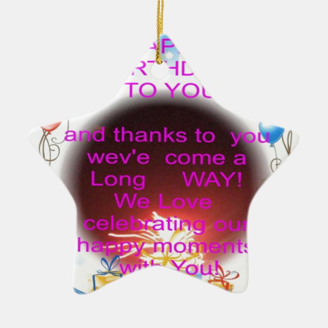 Ornamento De Cerâmica Feliz aniversário para você (Frente)