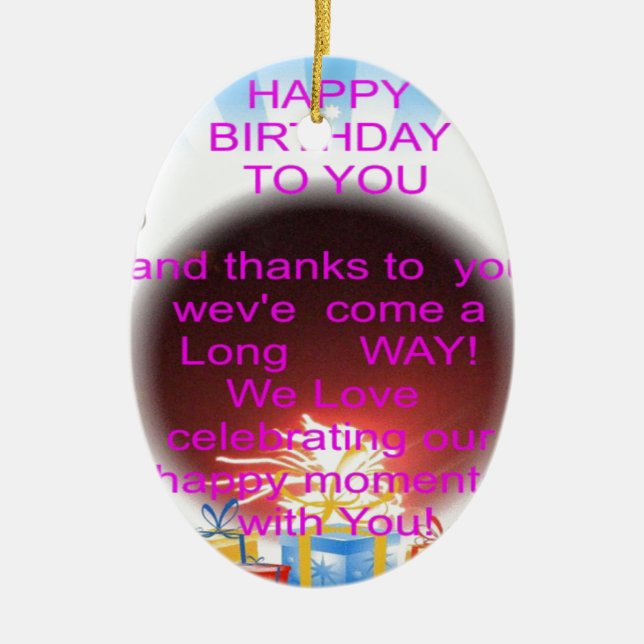 Ornamento De Cerâmica Feliz aniversário para você (Frente)
