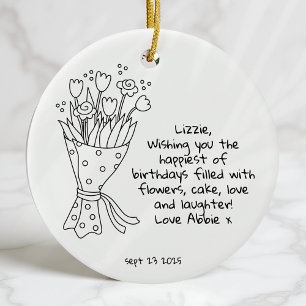 Ornamento De Cerâmica Feliz Aniversário Personalizado