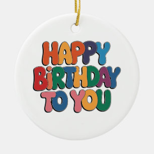 Ornamento De Cerâmica Feliz Aniversário Retrô