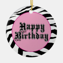 Ornamento De Cerâmica Feliz Aniversário Zebra