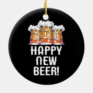 Ornamento De Cerâmica FELIZ ANO NOVA CERVEJA! Festa de Ano Novo Bebendo