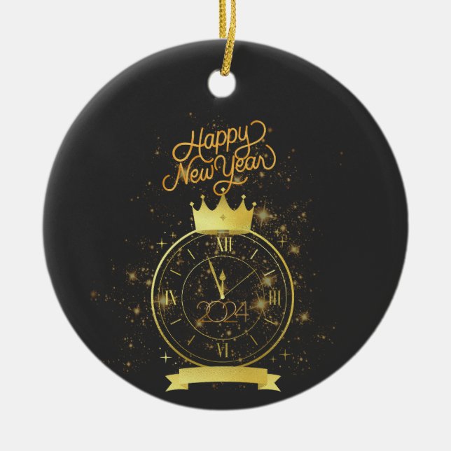 Ornamento De Cerâmica Feliz ano novo 2024 (Frente)