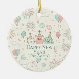 Ornamento De Cerâmica Feliz Ano Novo 2026 Nome Alegre