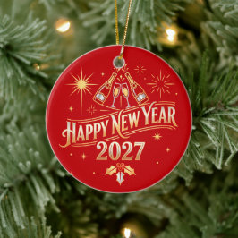 Ornamento De Cerâmica Feliz Ano Novo 2027 Celebração